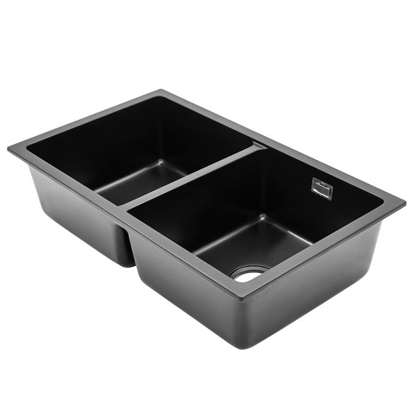 Belfry Kitchen Living And Home 480mm W Double Bowl Quartz Undermount